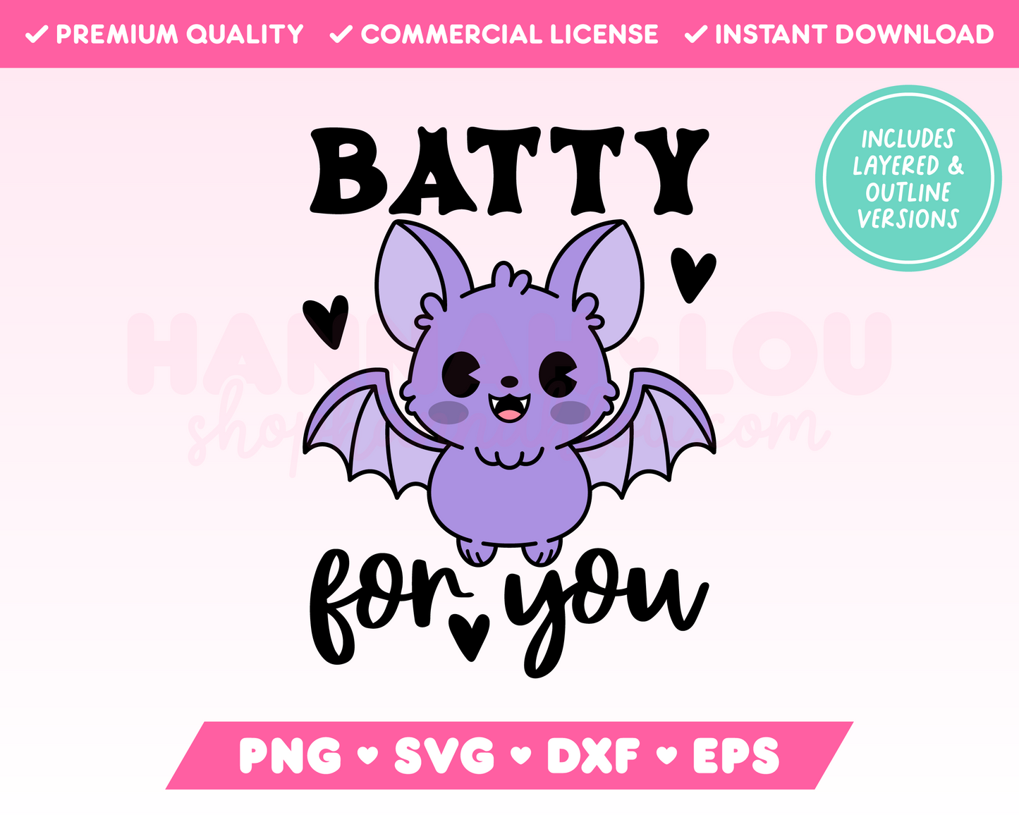 Batty for You Cute Bat SVG • Halloween SVG Files for Cricut • Halloween Sublimation Designs