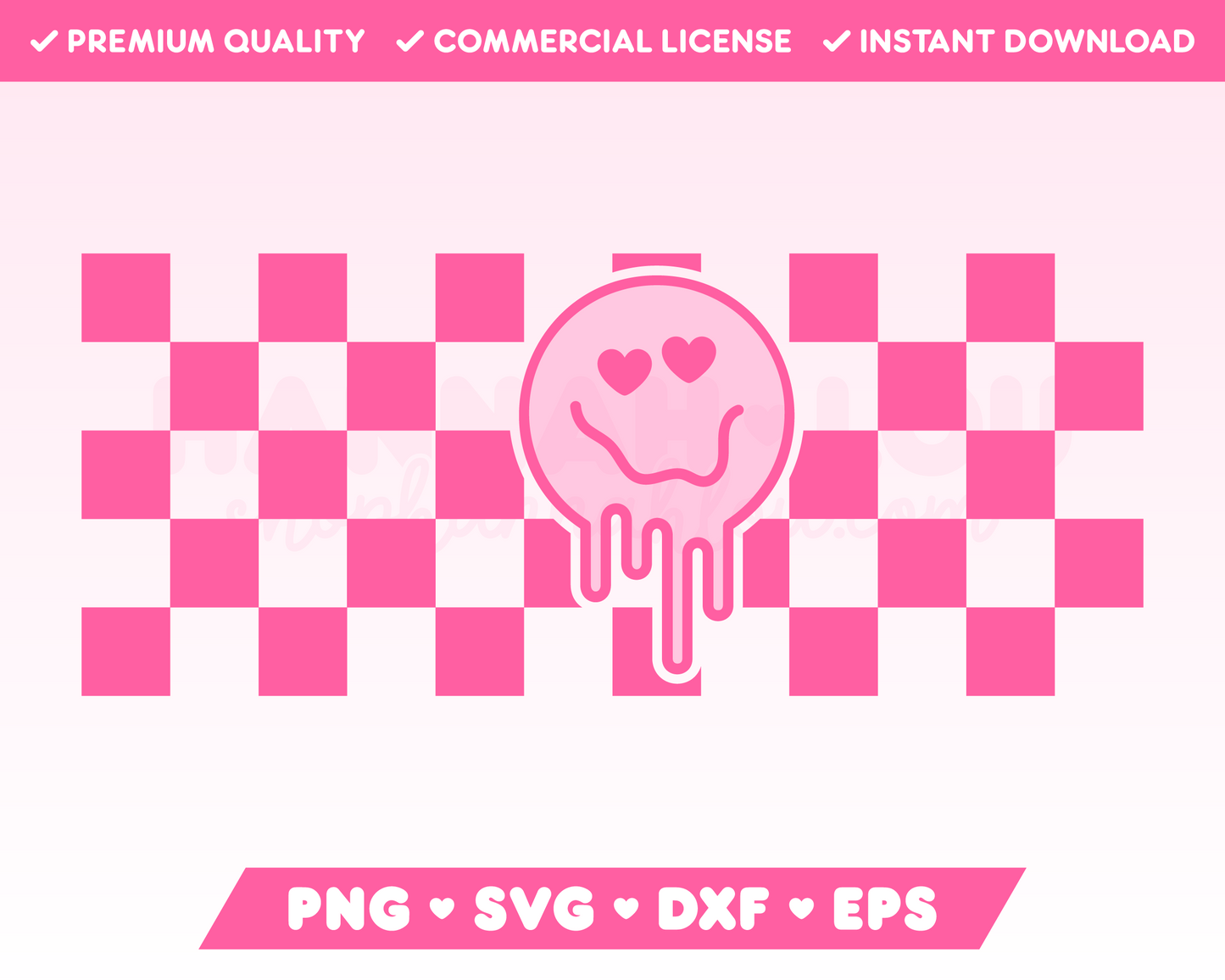 Checkered Heart Eyes Melting Face 16oz Can Glass Wrap SVG