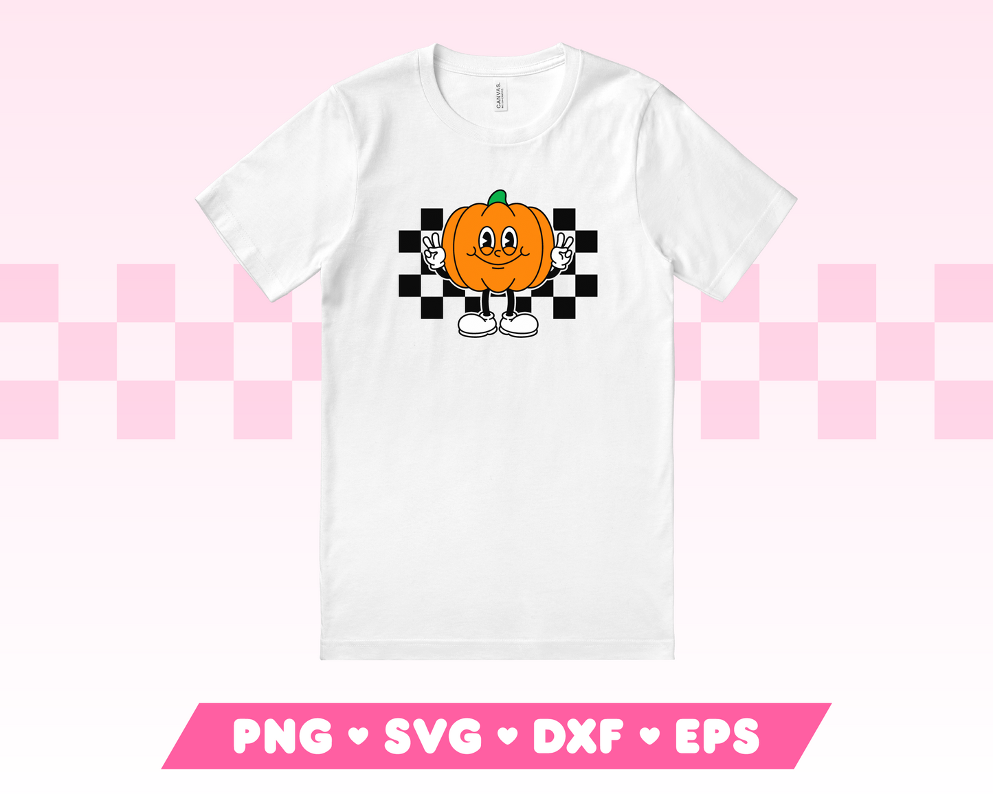 Checkered Retro Pumpkin Mascot SVG • Fall SVG Files for Cricut · Fall Sublimation Designs
