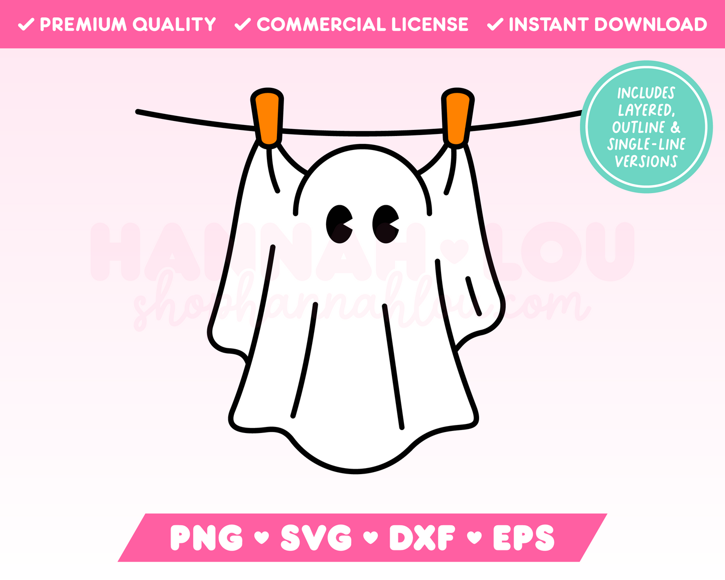 My cute Clothes Line Ghost SVG is part of my Halloween SVG Files for Cricut collection, and features an adorable ghost hanging on a clothes line.