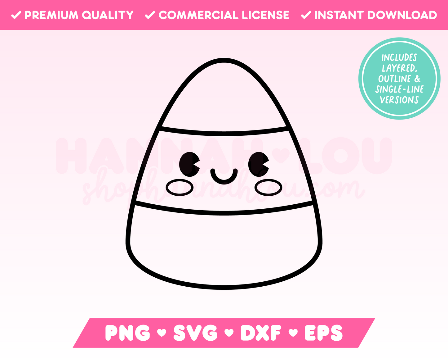 My kawaii Cute Candy Corn SVG is part of my Halloween SVG Files for Cricut collection, and features an outline of a candy corn with an adorable face.