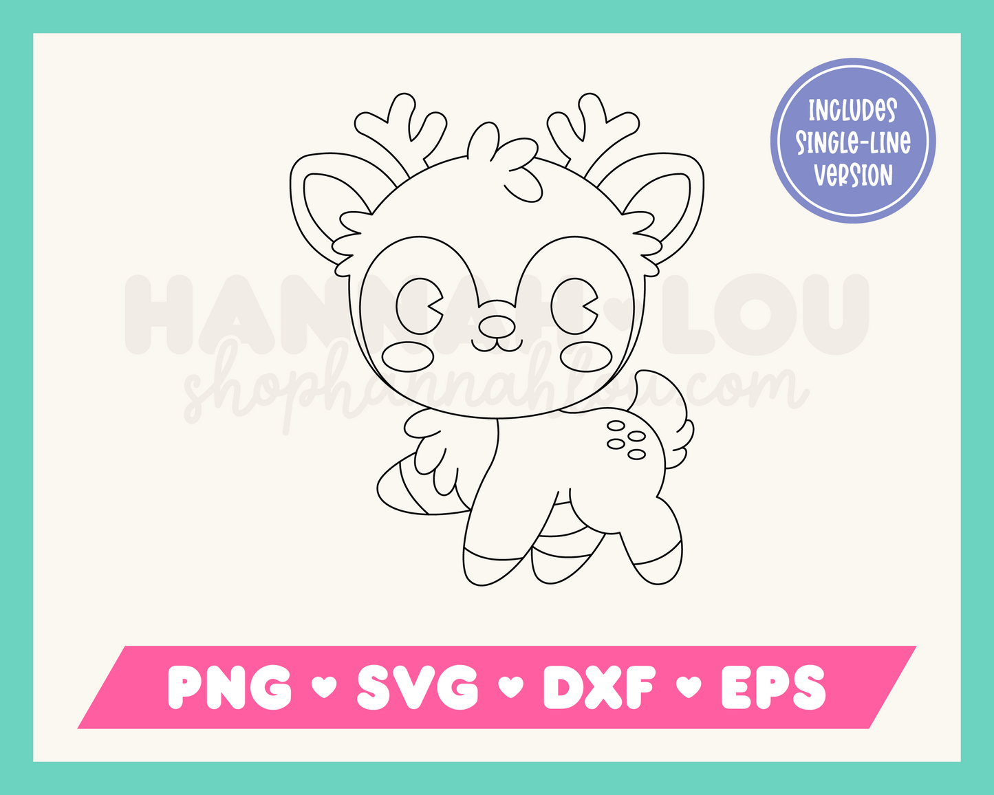 My Cute Reindeer SVG is part of my Christmas SVG Files for Cricut collection, and features a single-line drawing of an adorable baby reindeer.