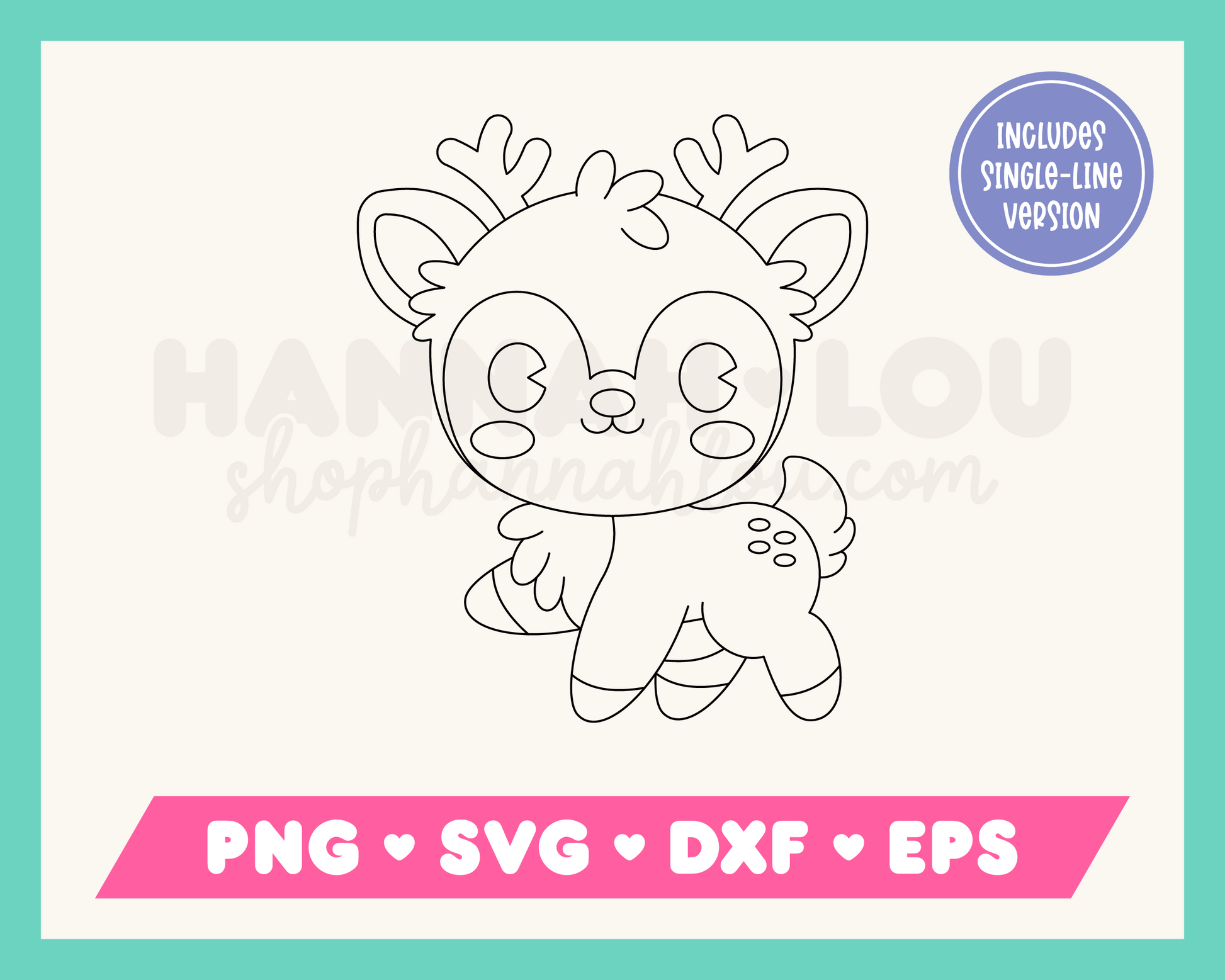 My Cute Reindeer SVG is part of my Christmas SVG Files for Cricut collection, and features a single-line drawing of an adorable baby reindeer.