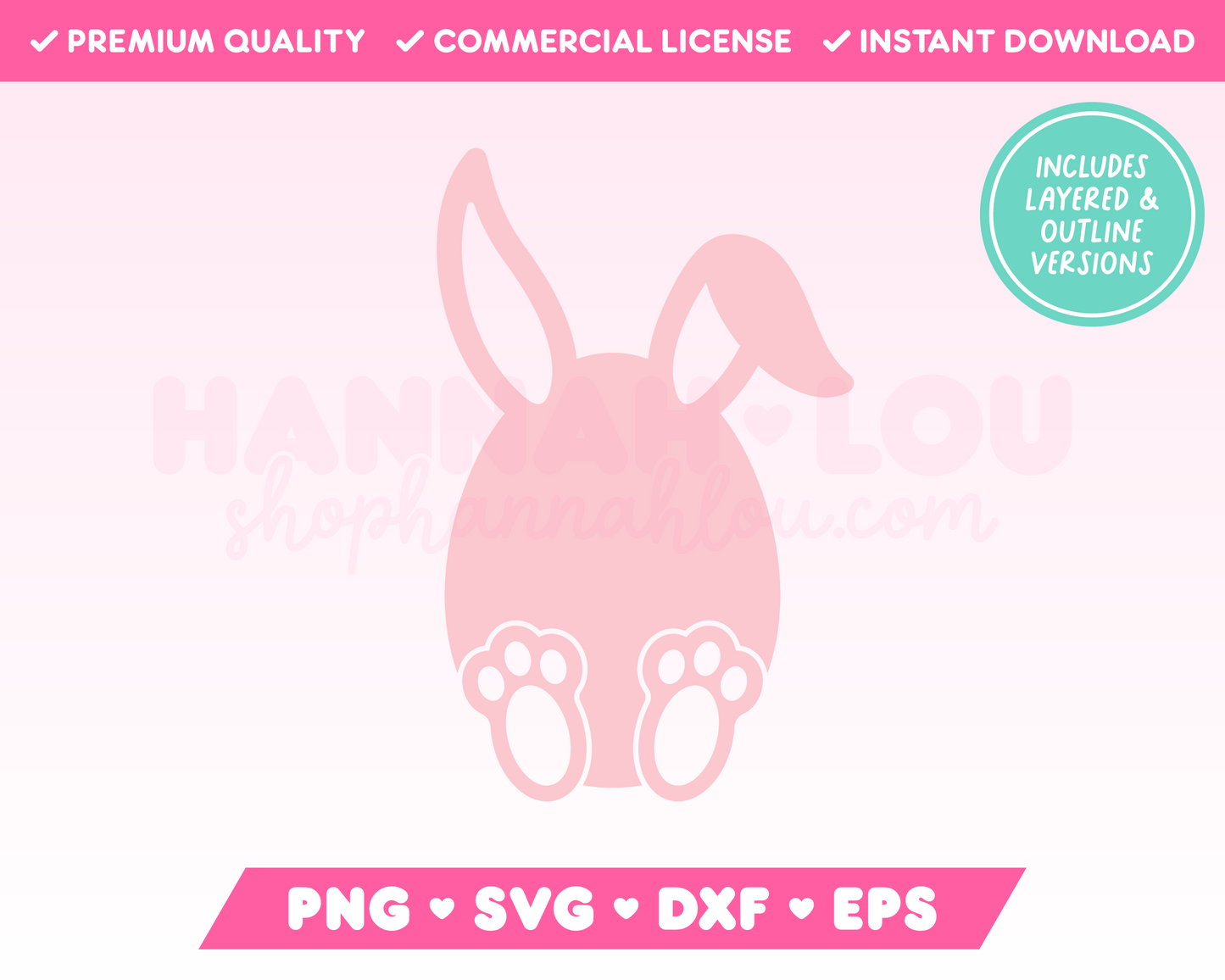 My cute Easter Egg Bunny SVG is part of my Easter SVG Files for Cricut collection, and features an outline of an Easter egg with bunny ears and feet.