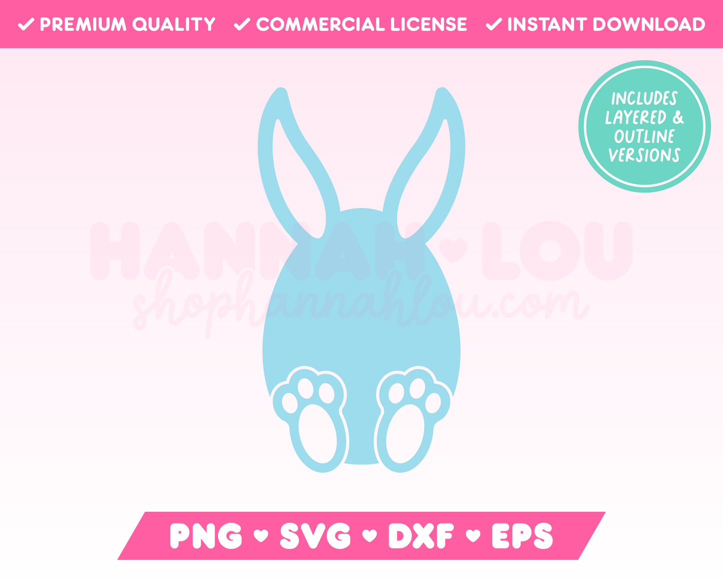 My cute Easter Egg Bunny SVG is part of my Easter SVG Files for Cricut collection, and features an outline of an Easter egg with bunny ears and feet.