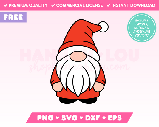 My free Christmas Gnome SVG is part of my Free Christmas SVG Files for Cricut collection, and features a squat little gnome dressed as Santa.