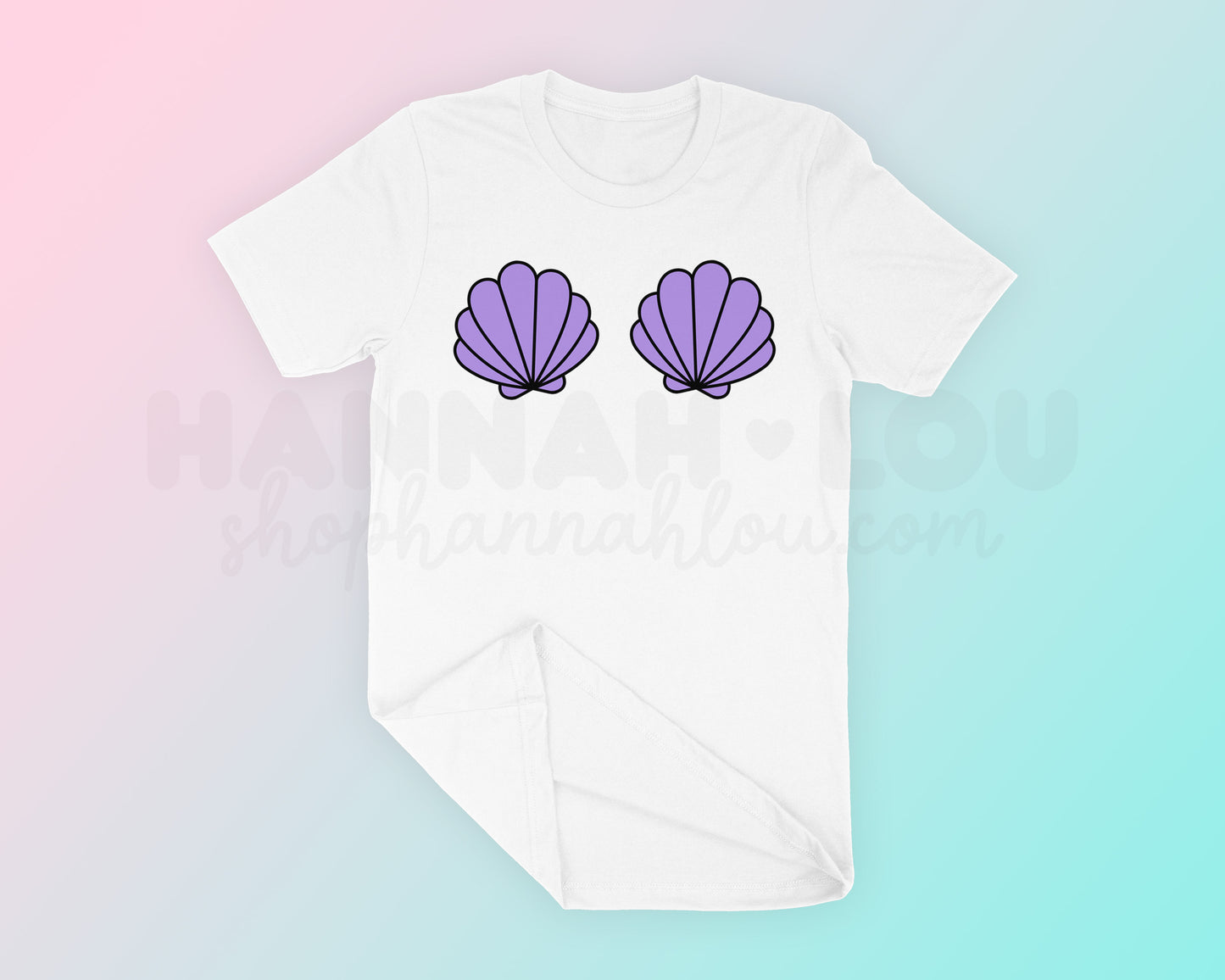 My free Clam Shell SVG is part of my Free Beach SVG Files for Cricut collection, and features two clam shells placed on a t-shirt in the style of a mermaid's shell bra.