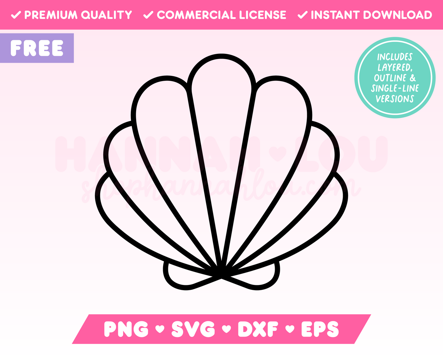 My free Clam Shell SVG is part of my Free Beach SVG Files for Cricut collection, and features an outline of a simple clam shell.