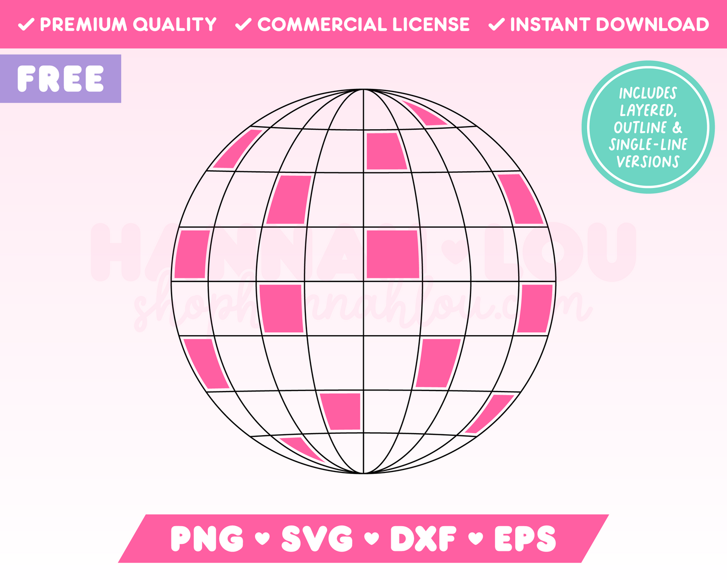 My free Disco Ball SVG is part of my Free Retro SVG Files for Cricut collection, and features a single-line drawing or sketch of a disco ball.