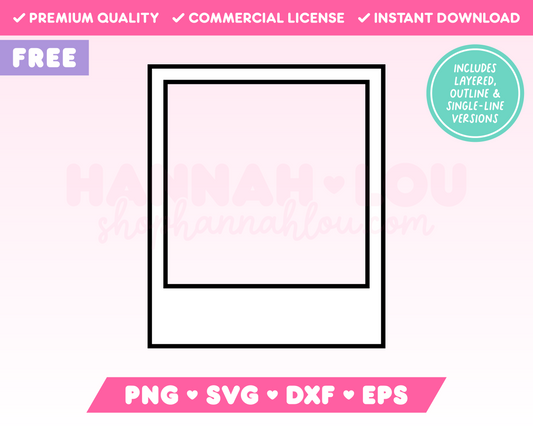 My free Polaroid-Style Instant Film Scrapbook Frame SVG is part of my Free Scrapbook SVG Files for Cricut collection, and features a Polaroid 600-style instant film frame.