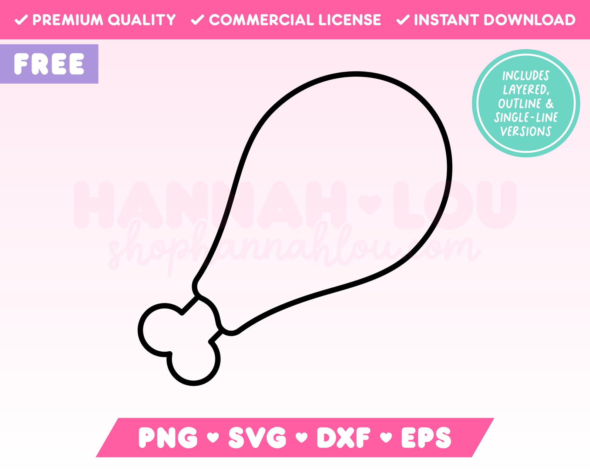 My free Turkey Leg SVG is part of my Free Thanksgiving SVG Files for Cricut collection, and features a turkey leg with a bone sticking out of it.
