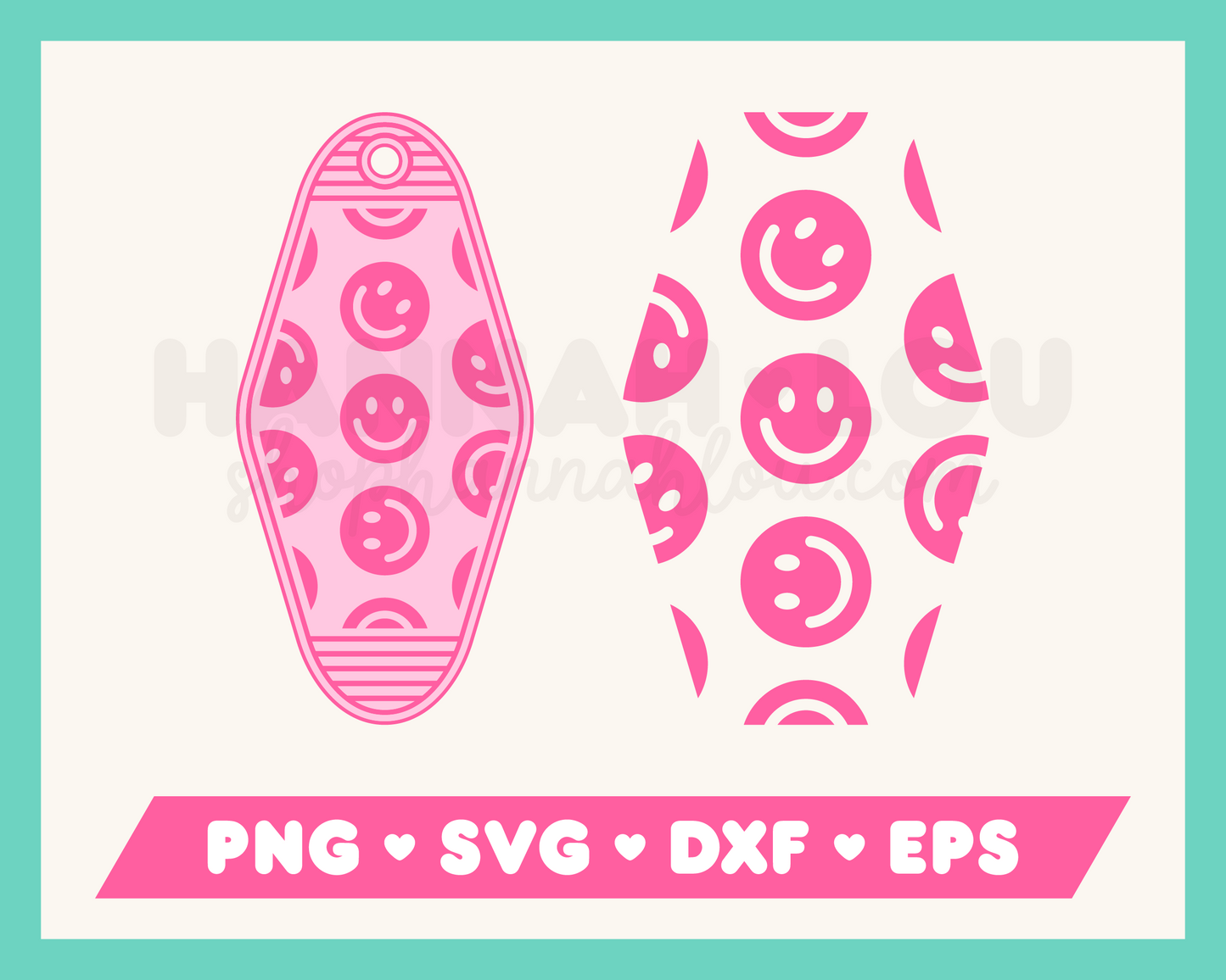 My Happy Faces Motel Keychain SVG is part of my Motel Keychain SVG Files for Cricut collection, and features a motel keychain with a happy face pattern on it.