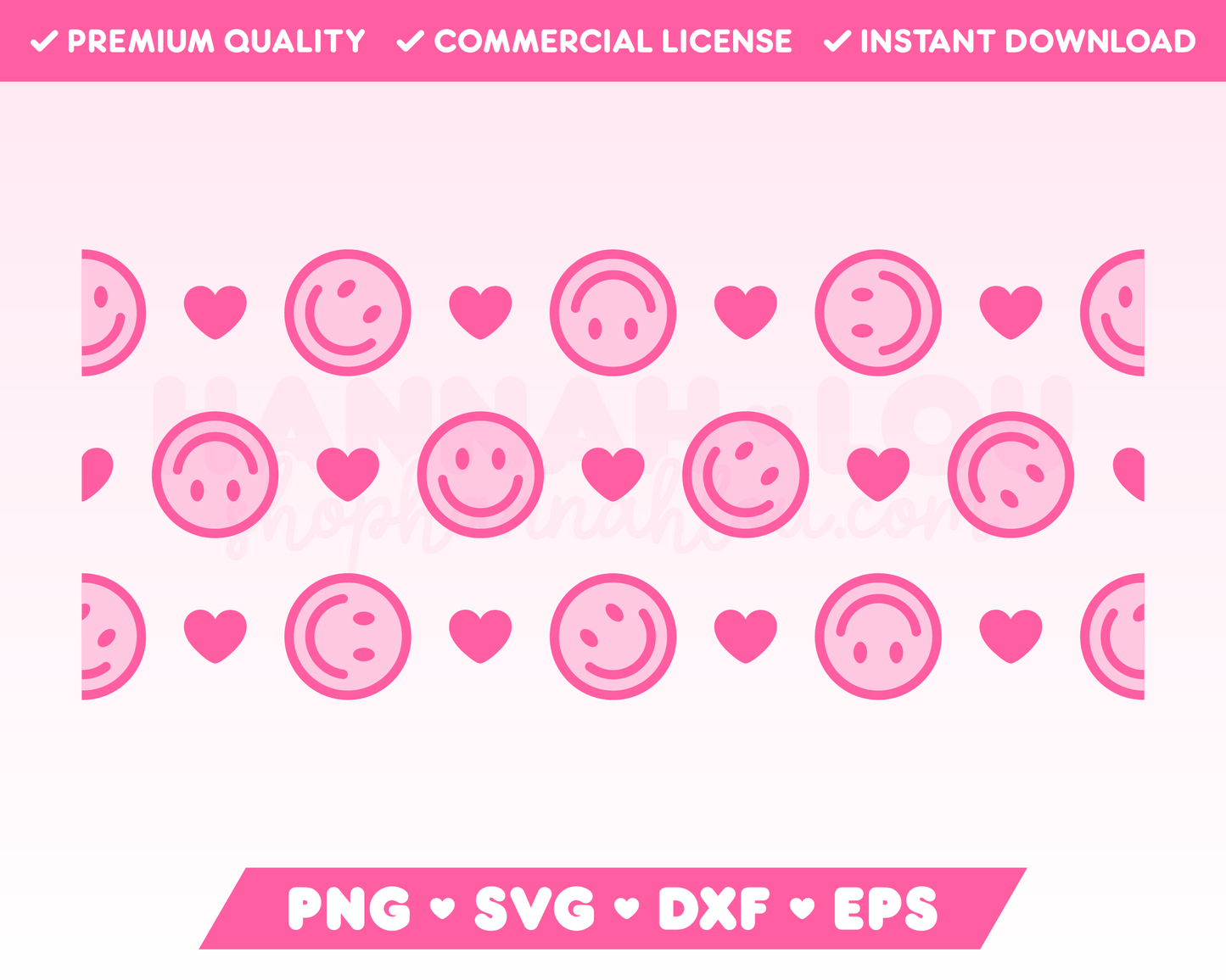Heart Happy Face 16oz Can Glass Wrap SVG • Can Glass Wrap SVG Files for Cricut • Can Glass Wrap Sublimation Designs