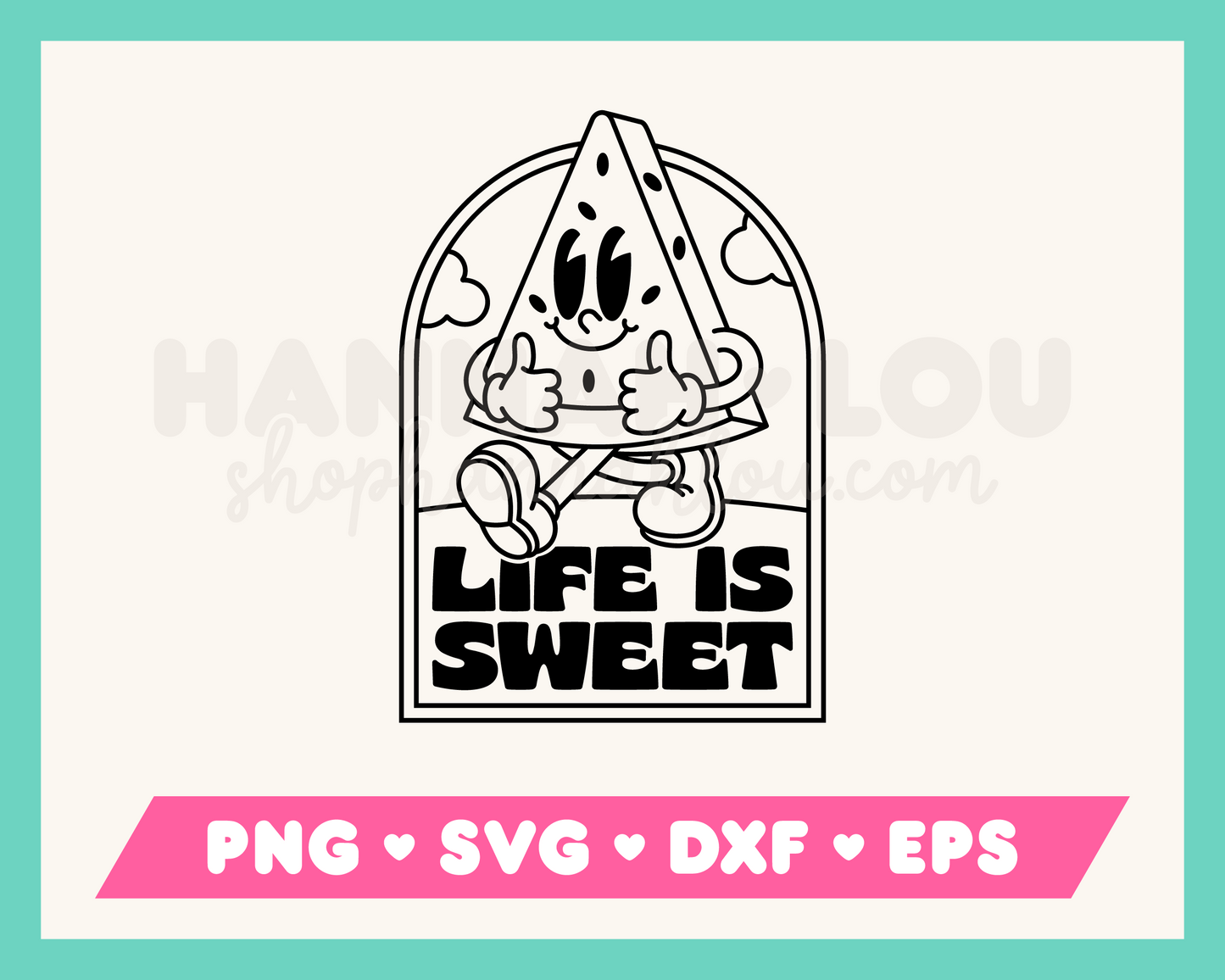 Life is Sweet Retro Watermelon Mascot SVG