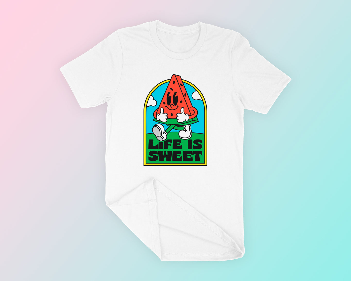 Life is Sweet Retro Watermelon Mascot SVG