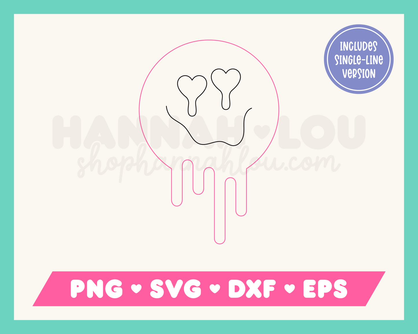 My Melting Heart Eyes Emoji SVG is part of my Valentine's Day SVG files for Cricut collection, and features a single-line drawing of a heart eyes emoji that's melting.