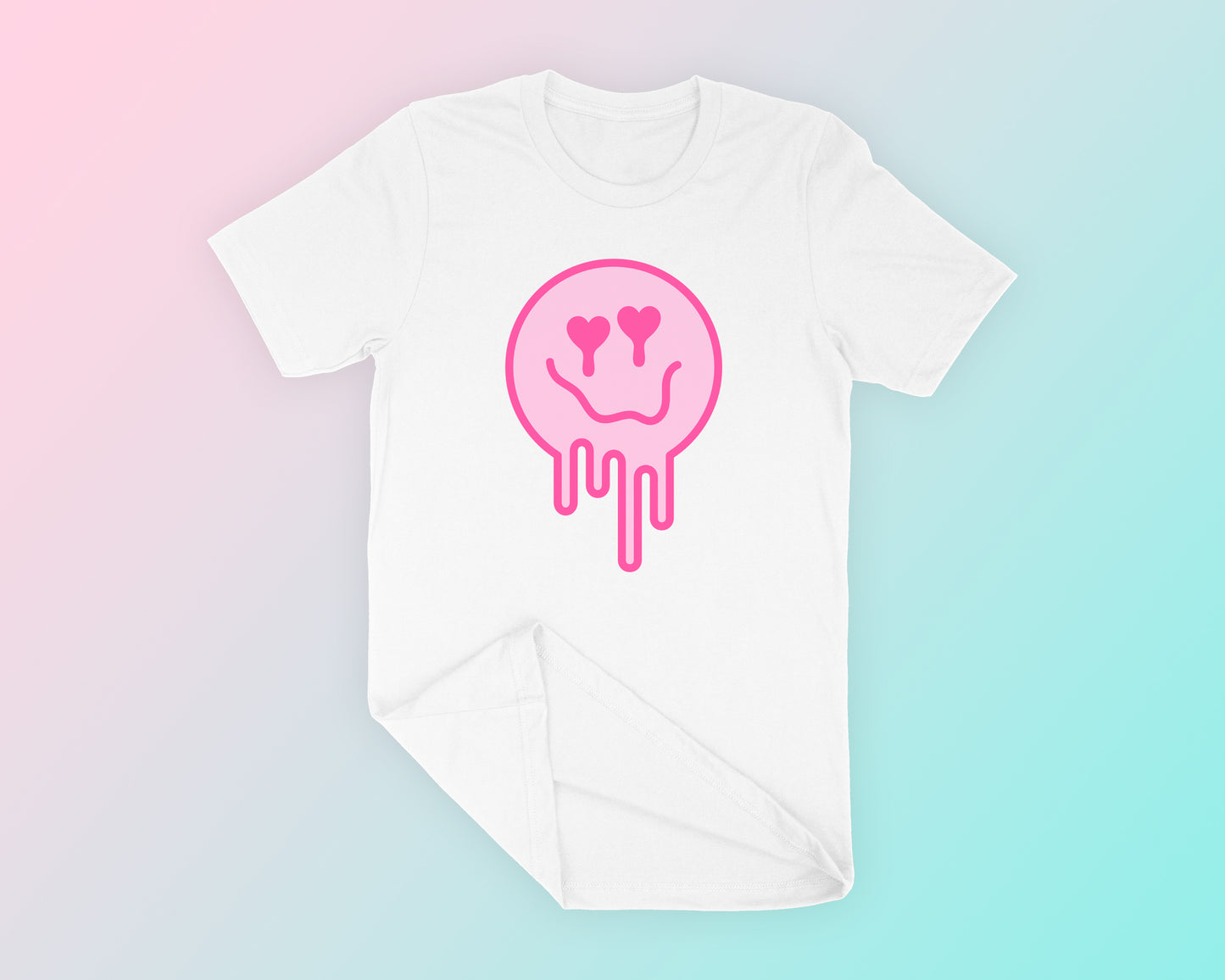 Melting Heart Eyes Happy Face SVG T-Shirt Mockup