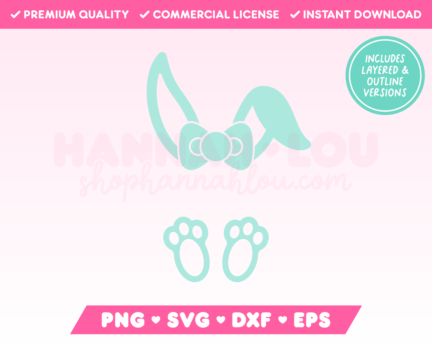 Split Monogram Bow Easter Bunny SVG • Easter SVG Files for Cricut
