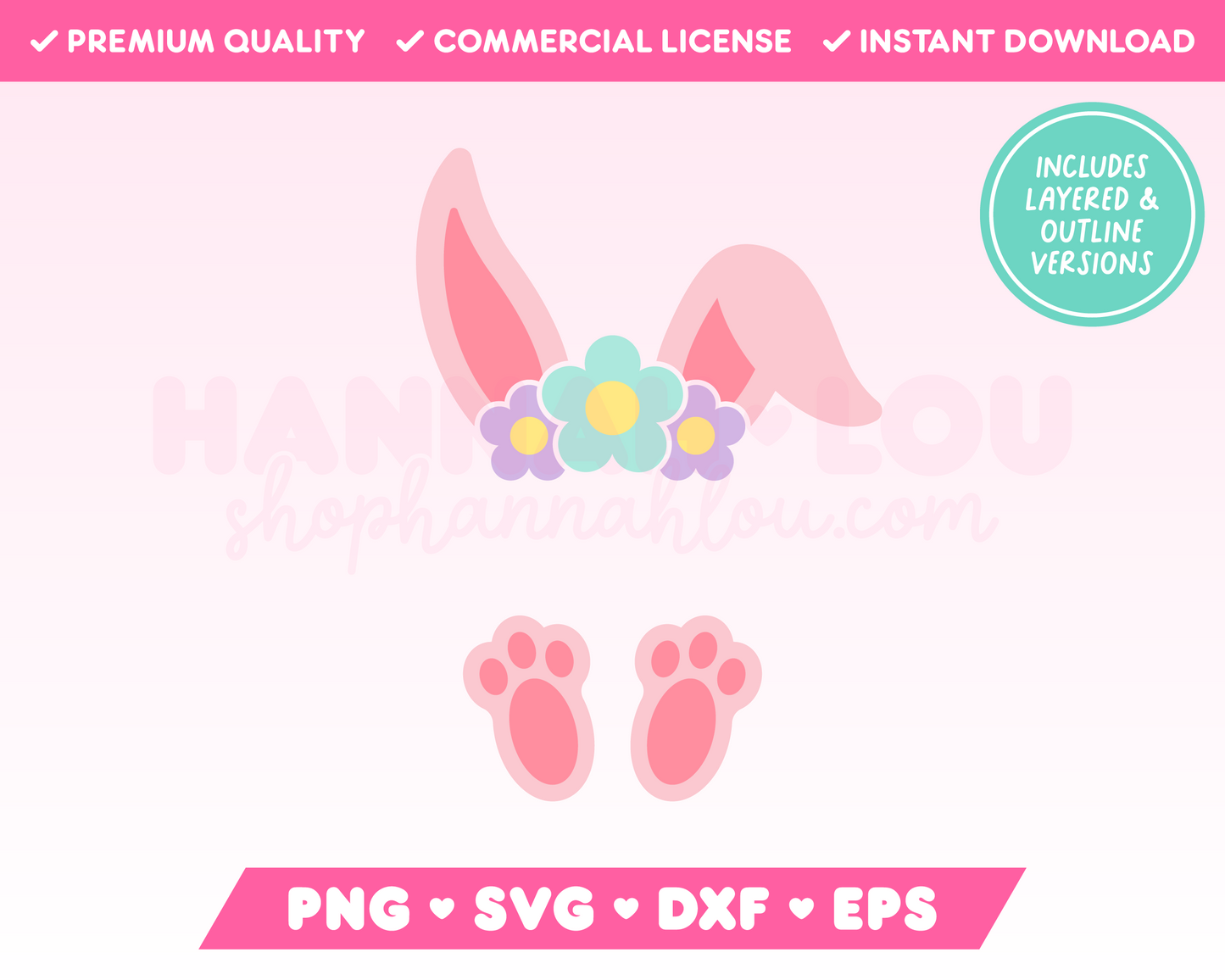 Split Monogram Flower Crown Easter Bunny SVG • Easter SVG Files for Cricut