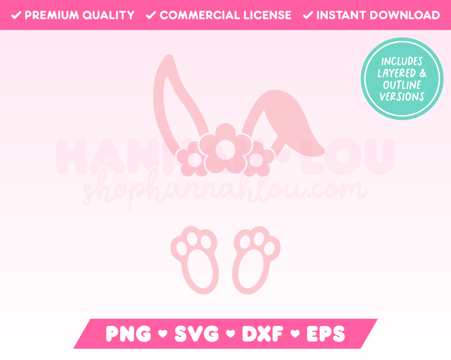 Split Monogram Flower Crown Easter Bunny SVG • Easter SVG Files for Cricut