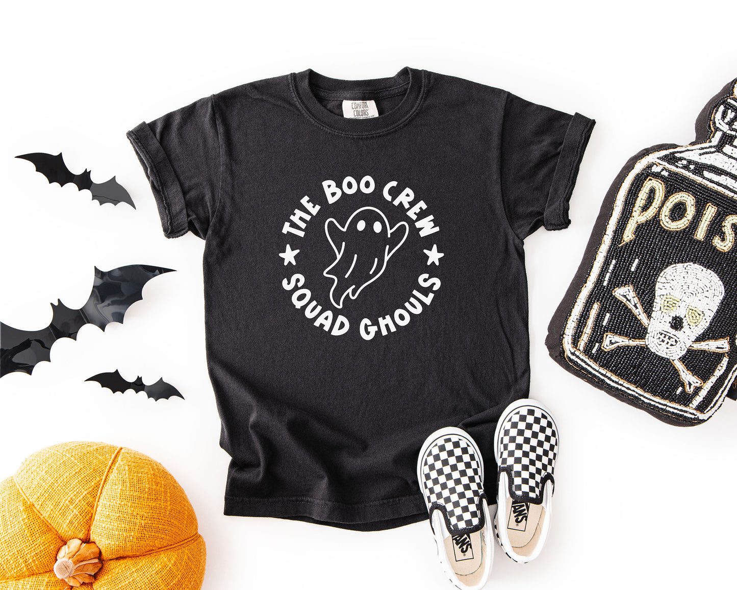My adorable The Boo Crew SVG is part of my Halloween SVG Files for Cricut collection, and features a t-shirt with the phrase The Boo Crew across the top of it with Squad Ghouls underneath, and a cute ghost in the center.