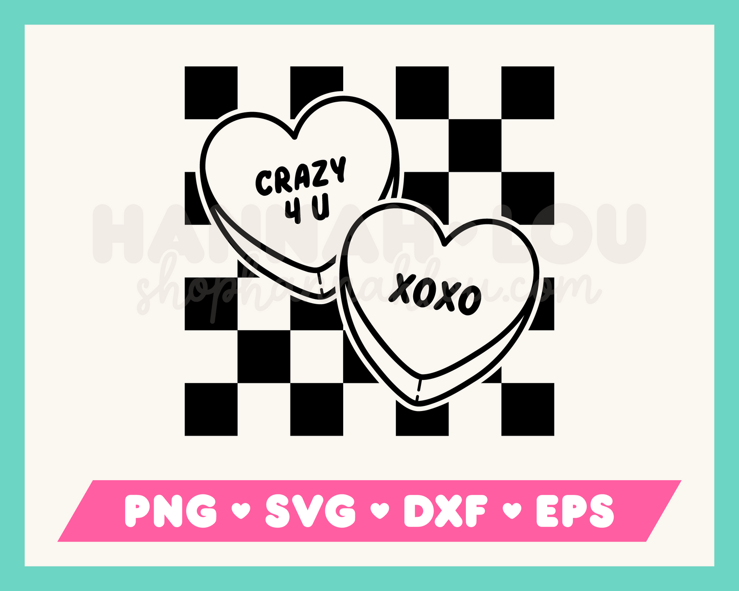 Checkered Valentine's Day Candy Hearts SVG