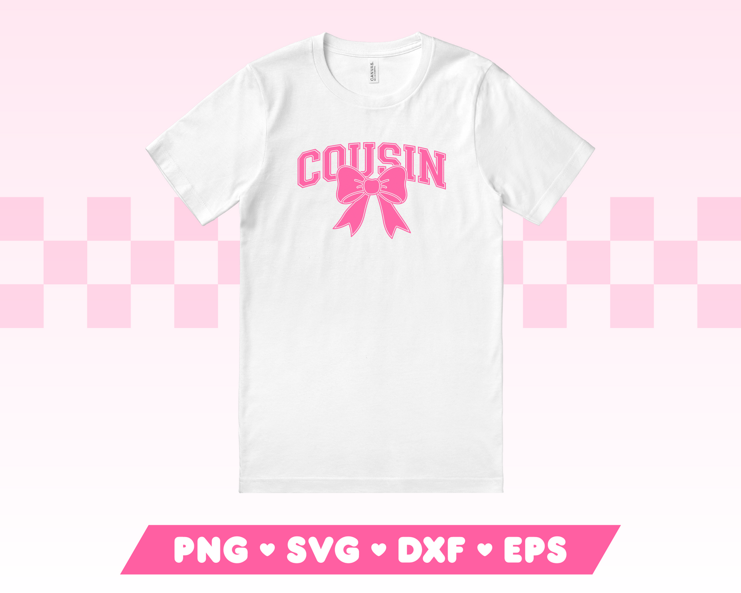 Varsity Cousin with Coquette Bow SVG • Cousin SVG Files for Cricut • Cousin Sublimation Designs