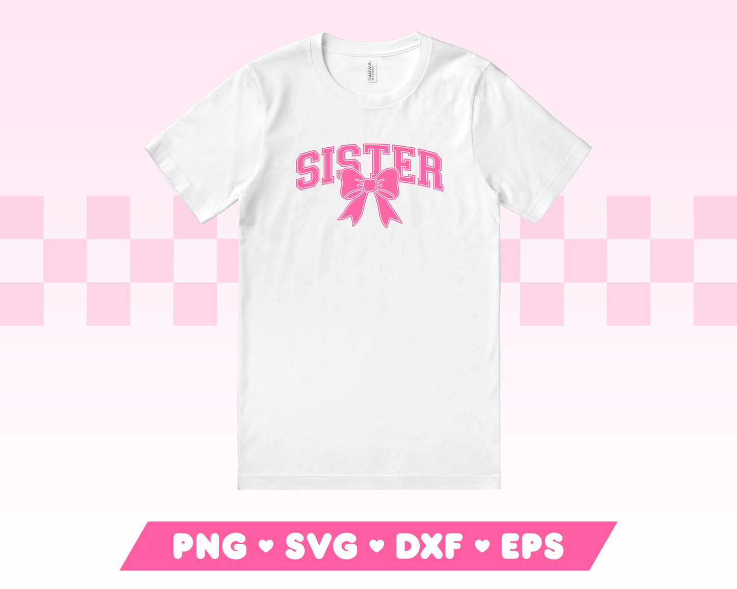 Varsity Sister with Coquette Bow SVG • Sister SVG Files for Cricut • Sister Sublimation Designs
