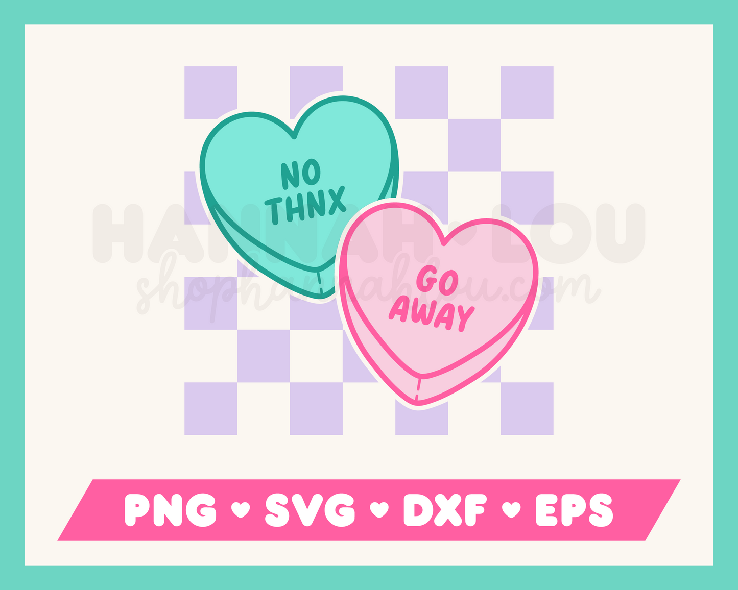 Checkered Anti-Valentine's Day Candy Hearts SVG