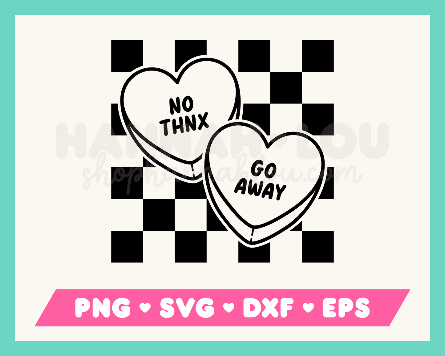 Checkered Anti-Valentine's Day Candy Hearts SVG