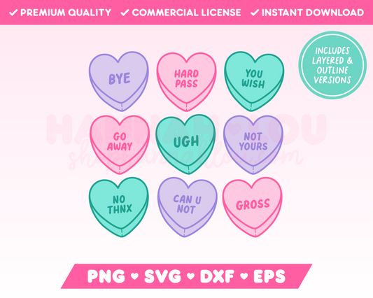 Anti-Valentine's Day Candy Hearts SVG • Anti-Valentine's Day SVG Files for Cricut · Anti-Valentine's Day Sublimation Designs