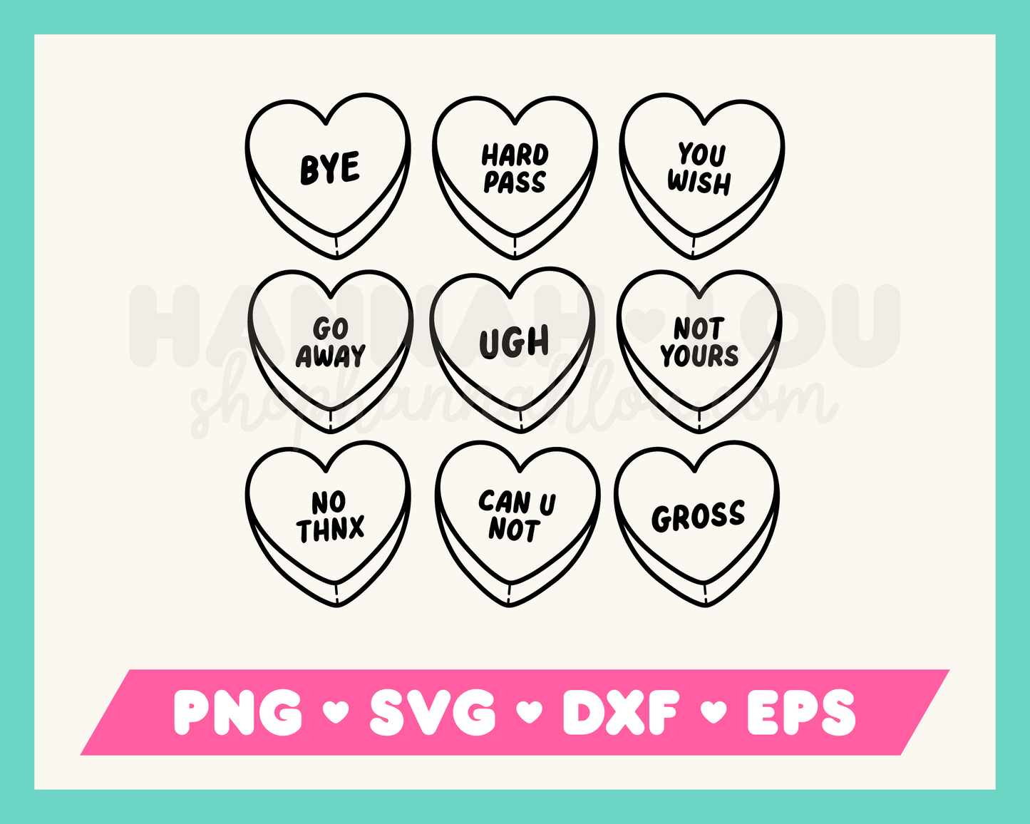 Anti-Valentine's Day Hearts SVG Outline