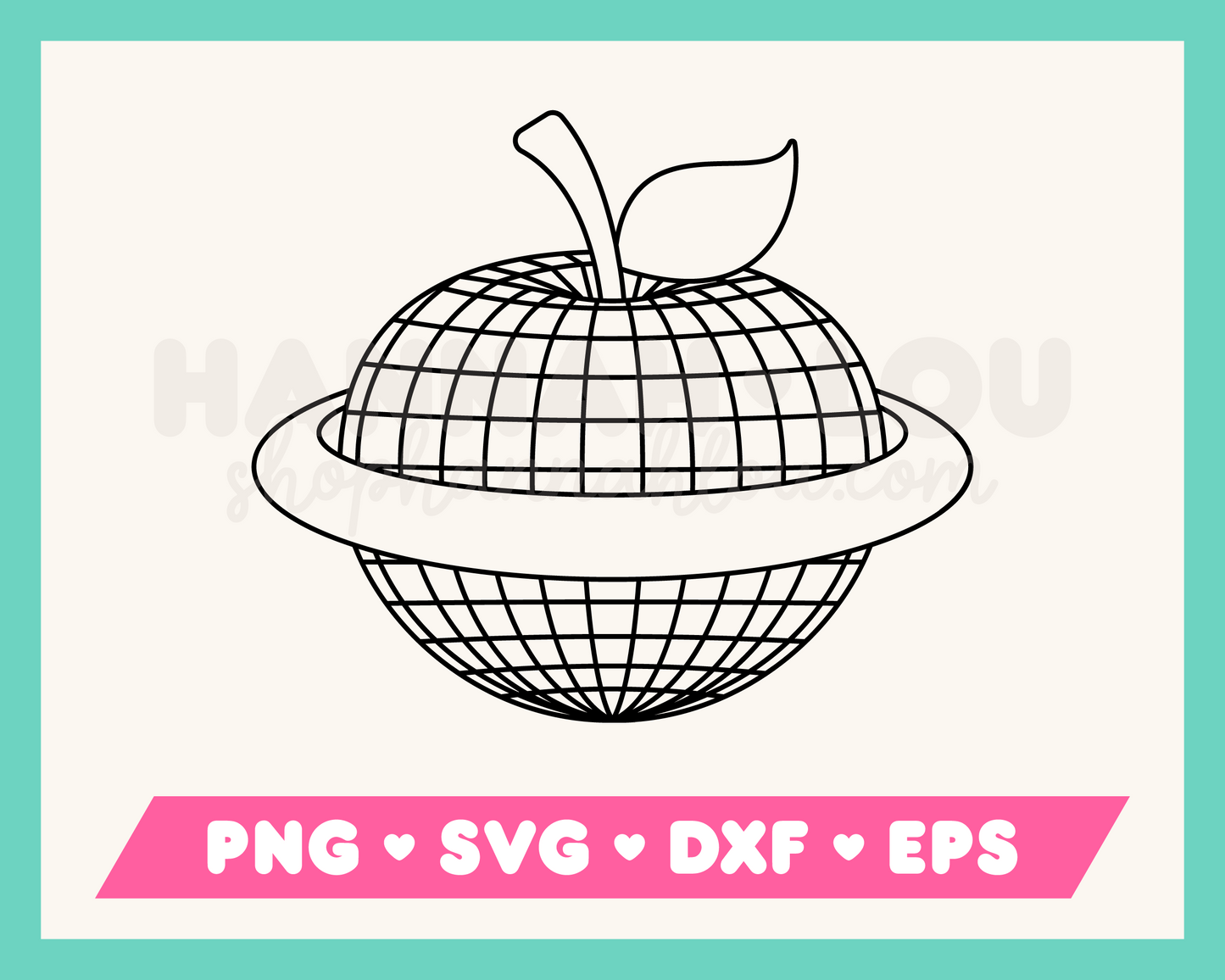 Apple Disco Ball Planet SVG Outline