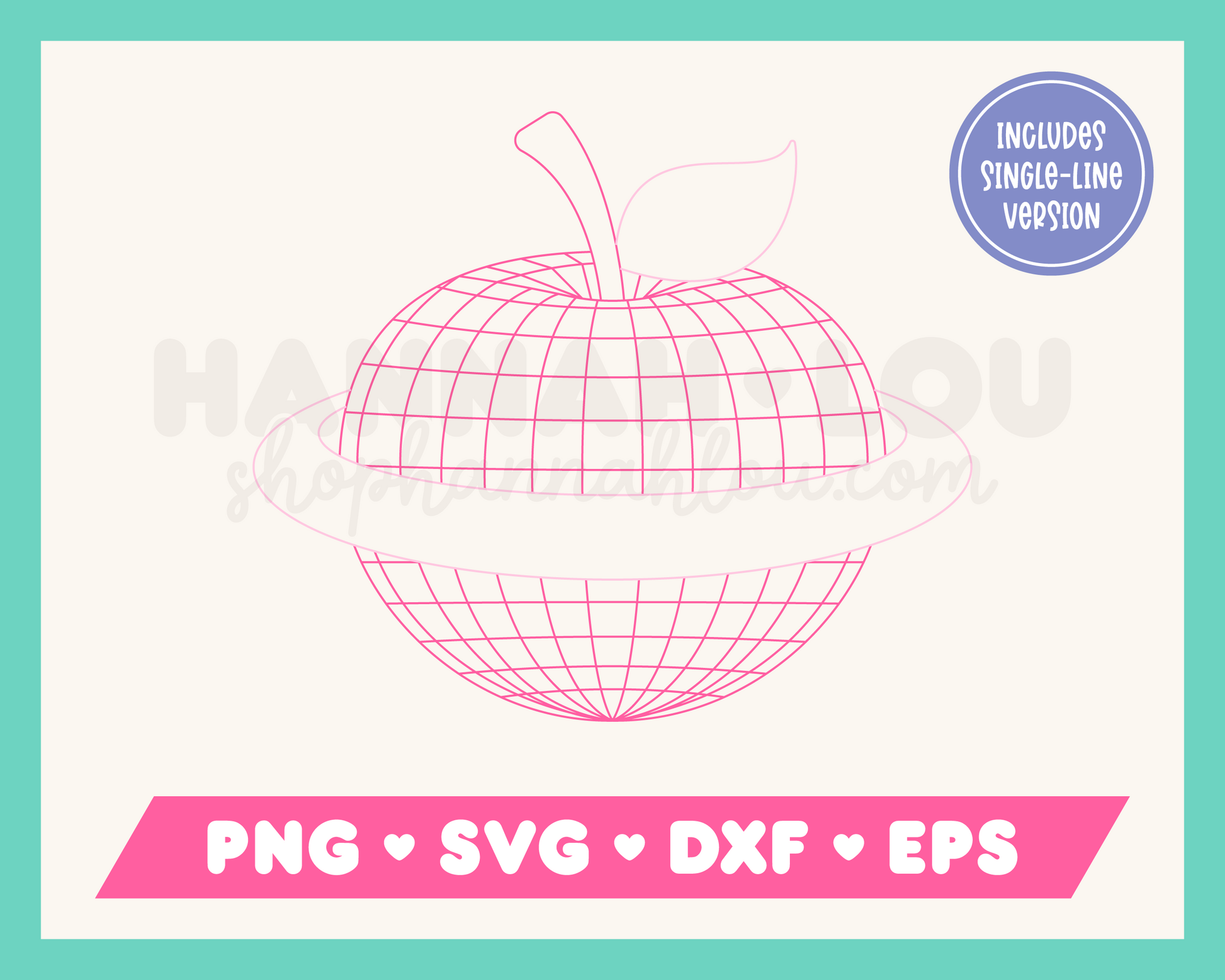 Apple Disco Ball Planet SVG Single-Line