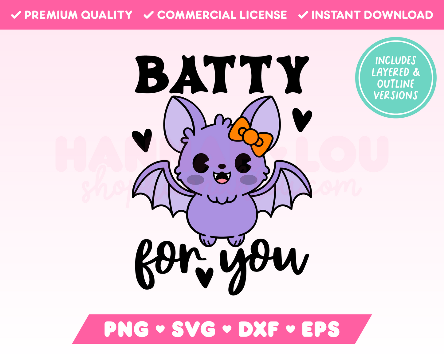 Batty for You Cute Bat with Bow SVG • Halloween SVG Files for Cricut • Halloween Sublimation Designs