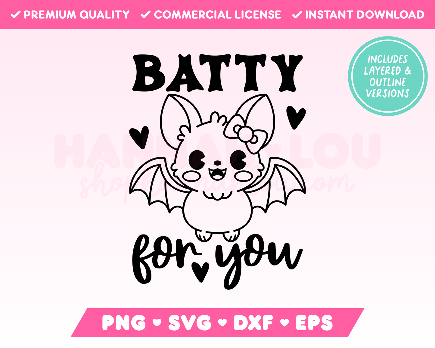 Batty for You Cute Bat with Bow SVG • Halloween SVG Files for Cricut • Halloween Sublimation Designs