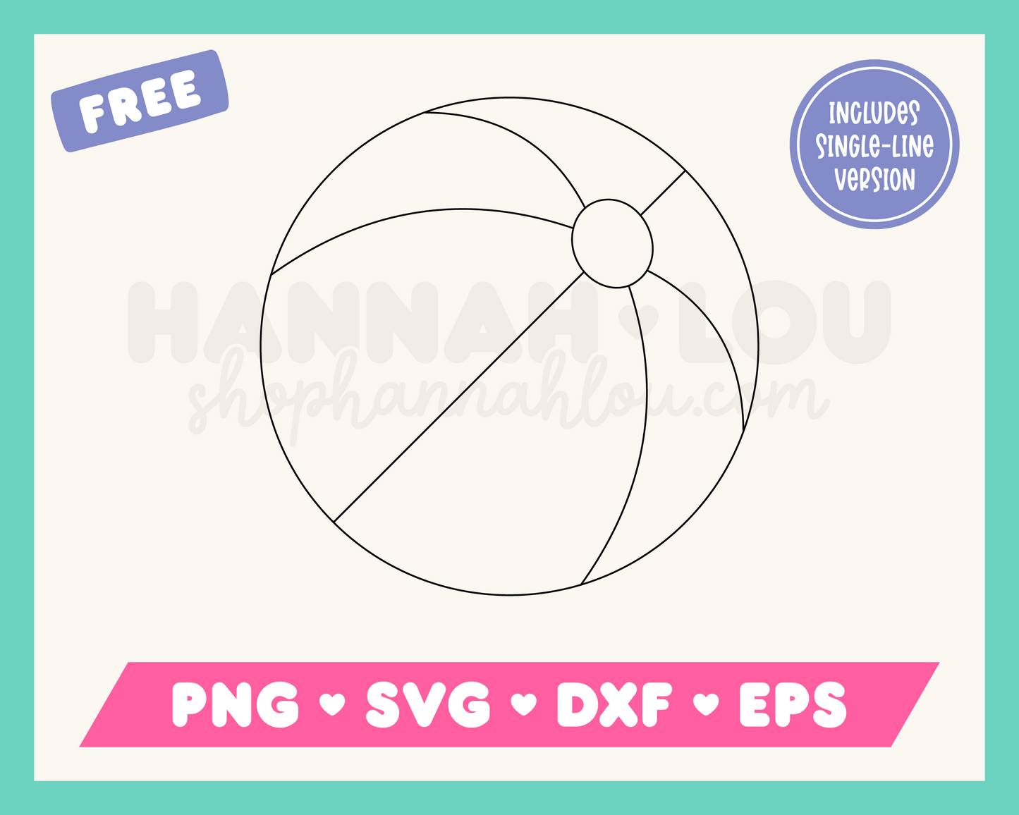 My free Beach Ball SVG is part of my free beach SVG files for Cricut collection, and features a single-line drawing of a beach ball.