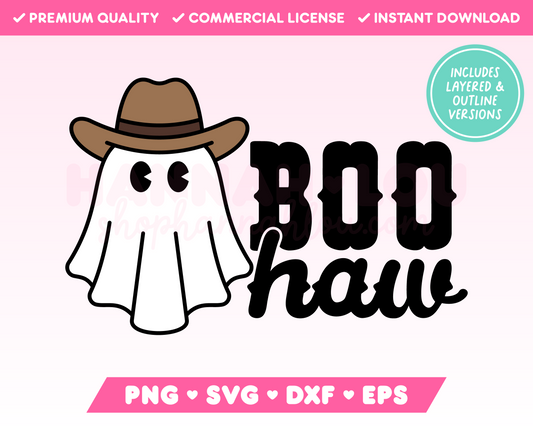 Boo-Haw Cowboy Ghost SVG • Halloween SVG Files for Cricut • Halloween Sublimation Designs