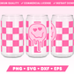 Checkered Heart Eyes Melting Face 16oz Can Glass Wrap SVG