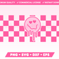 Checkered Heart Eyes Melting Face 16oz Can Glass Wrap SVG