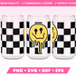 Checkered Melting Face 16oz Can Glass Wrap SVG • Can Glass Wrap SVG Files for Cricut • Can Glass Wrap Sublimation Designs