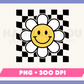 My Checkered Retro Daisy PNG is part of my Hippie Sublimation Designs collection, and features a retro daisy flower with a happy face and checkered background.