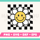 My Checkered Retro Daisy SVG is part of my Hippie SVG Files for Cricut collection, and features a retro daisy flower with a happy face and checkered background.