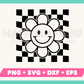 My Checkered Retro Daisy SVG is part of my Hippie SVG Files for Cricut collection, and features an outline of a retro daisy flower with a happy face and checkered background.