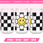 Checkered Retro Flower 16oz Can Glass Wrap SVG • Can Glass Wrap SVG Files for Cricut • Can Glass Wrap Sublimation Designs