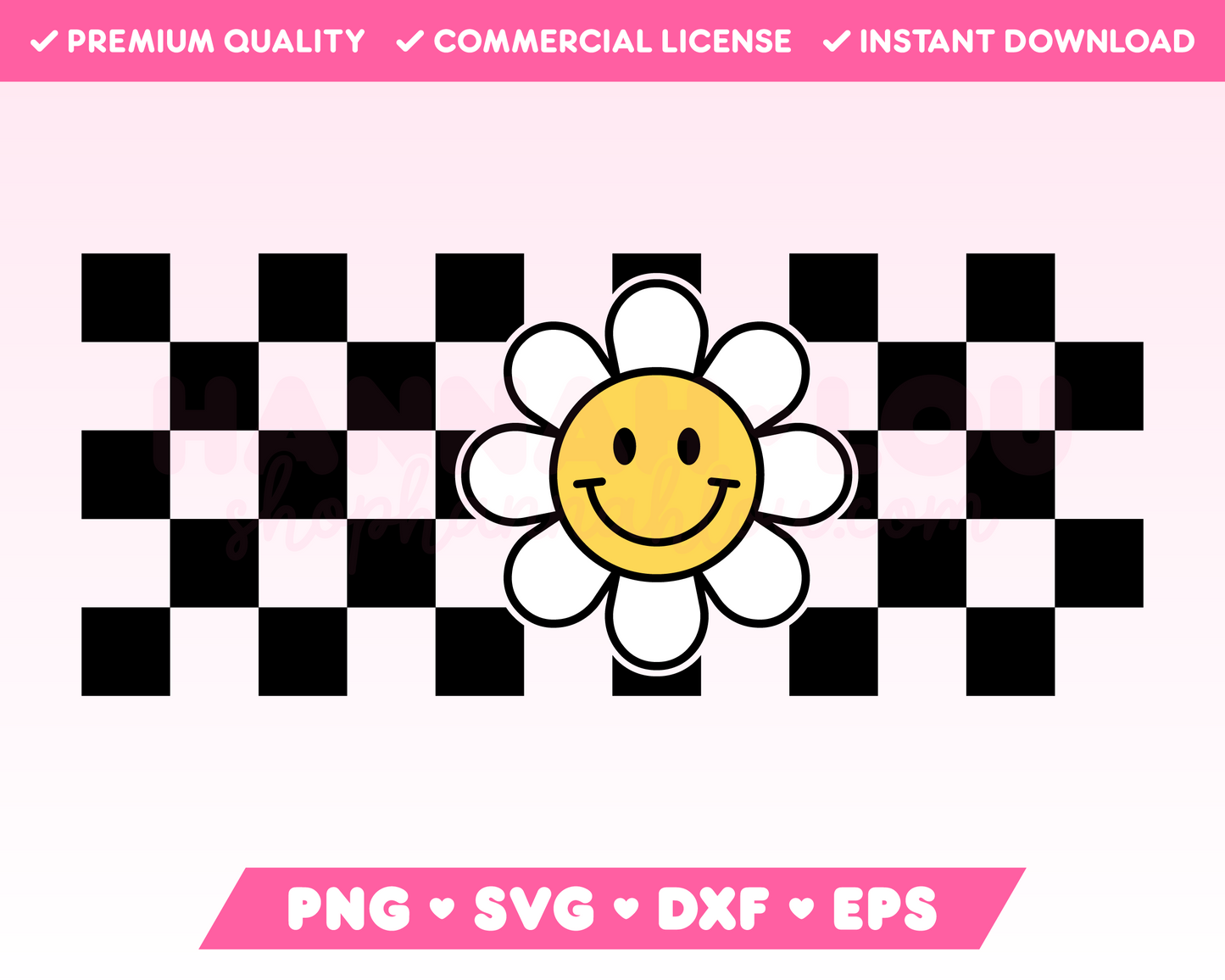 Checkered Retro Flower 16oz Can Glass Wrap SVG • Can Glass Wrap SVG Files for Cricut • Can Glass Wrap Sublimation Designs