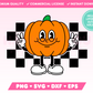 Checkered Retro Pumpkin Mascot SVG • Fall SVG Files for Cricut · Fall Sublimation Designs