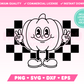Checkered Retro Pumpkin Mascot SVG • Fall SVG Files for Cricut · Fall Sublimation Designs