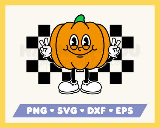 Checkered Retro Pumpkin SVG