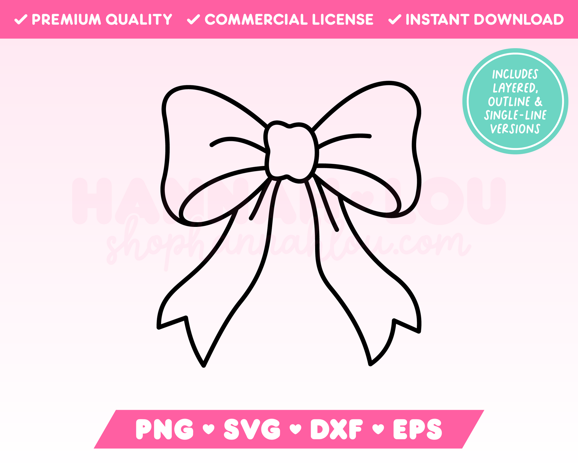 My cute Coquette Bow SVG is part of my Coquette SVG Files for Cricut collection, and features an outline of a coquette-style bow.